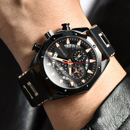 Stylish Business Men's Quartz Sports Watch - Auto Date Big Dial Wristwatch with Precise Timekeeping and Water Resistant Function - Perfect for Formal and Casual Occasions