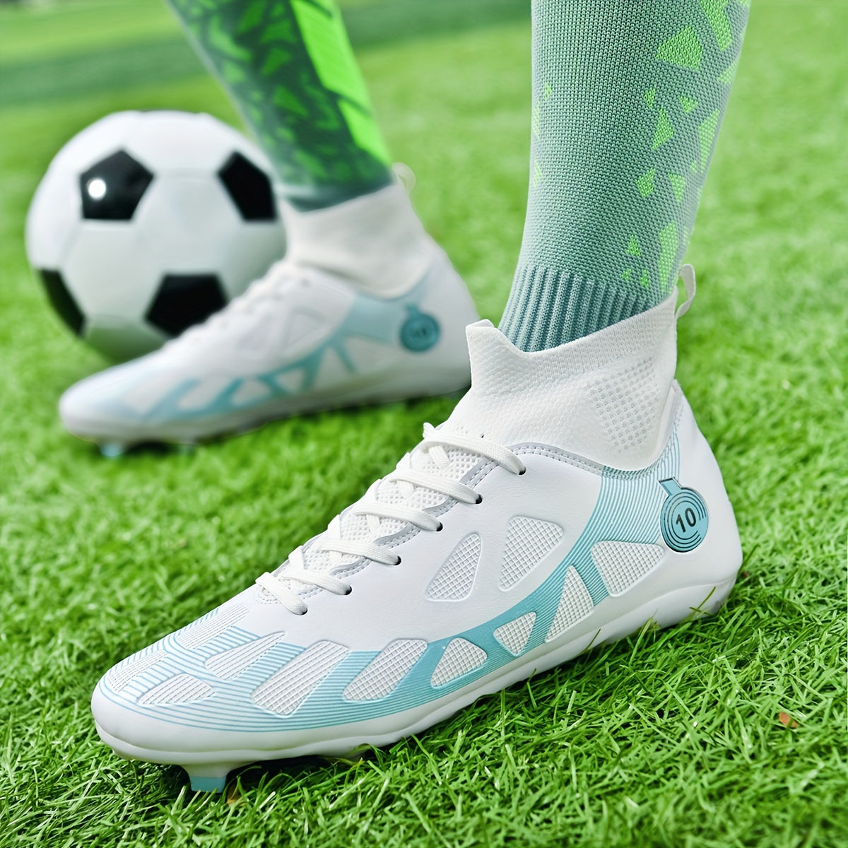 Professional Soccer Cleats, Football Shoes With Long Nail, Non-slip Breathable High Top Fashion Athletic Sneakers