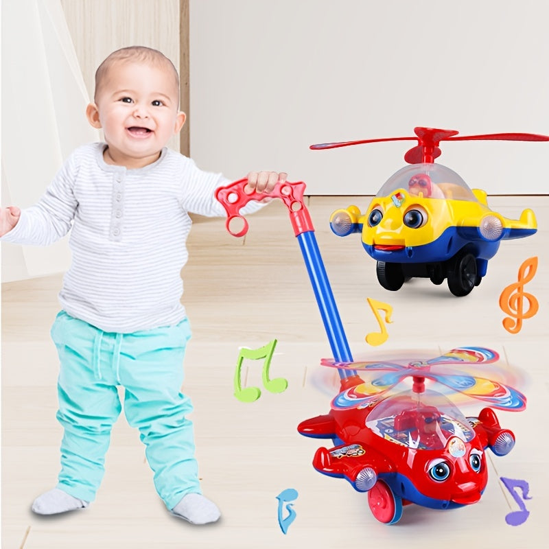TUSEANG Carts Toys, Walking Training Carts, Aircraft Carts, With Blinking Eyes, Bell Sound, Tongue Hanging Out Available