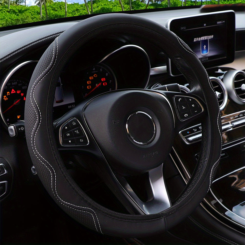 Luxurious PU Leather Steering Wheel Cover - 3D Comfort, No Inner Ring, Car Accessories Christmas Gift