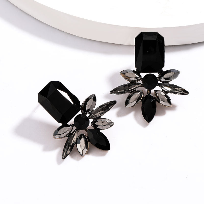 Fashion Exaggerated Glass Diamond Rhinestone Set Diamond Earrings