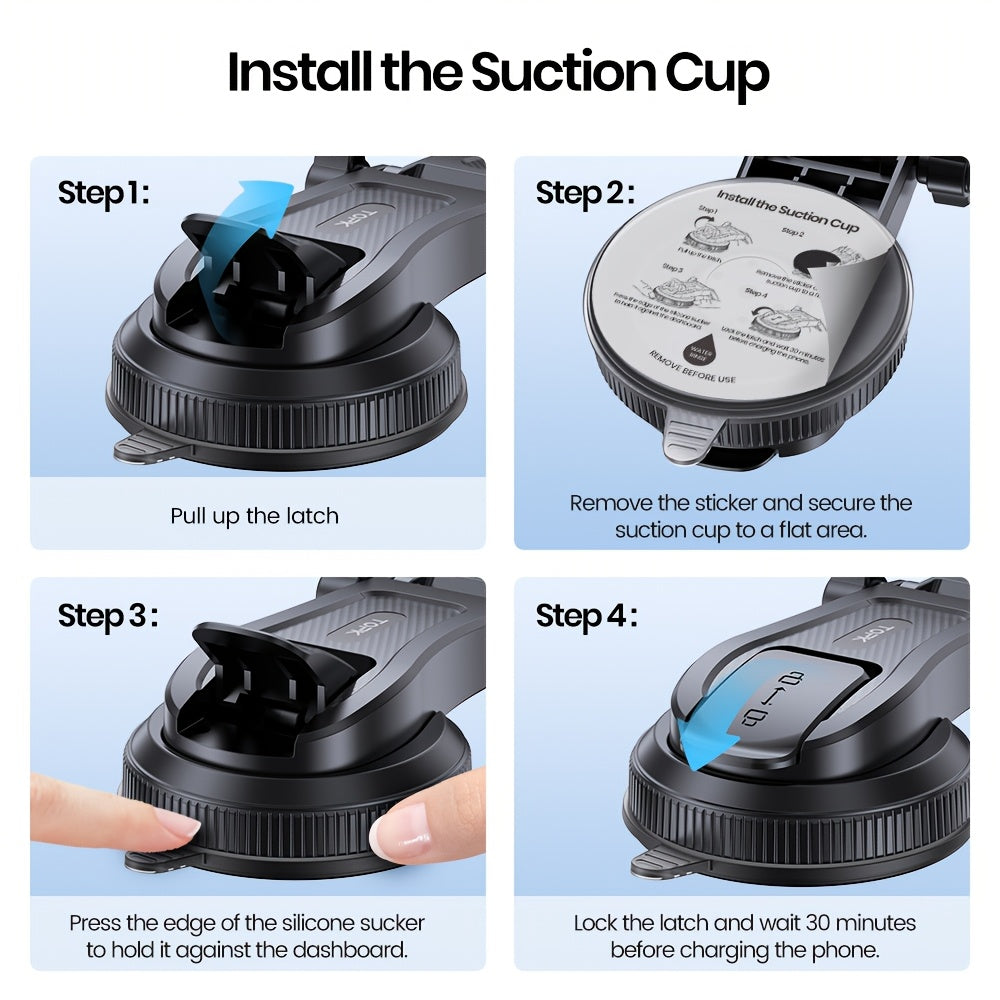 TOPK D38-C Car Phone Holder - Adjustable Horizontal and Vertical Mount for Car Dashboard, Compatible with All Phones, Upgraded Cell Phone Holder for Easy Viewing and Navigation