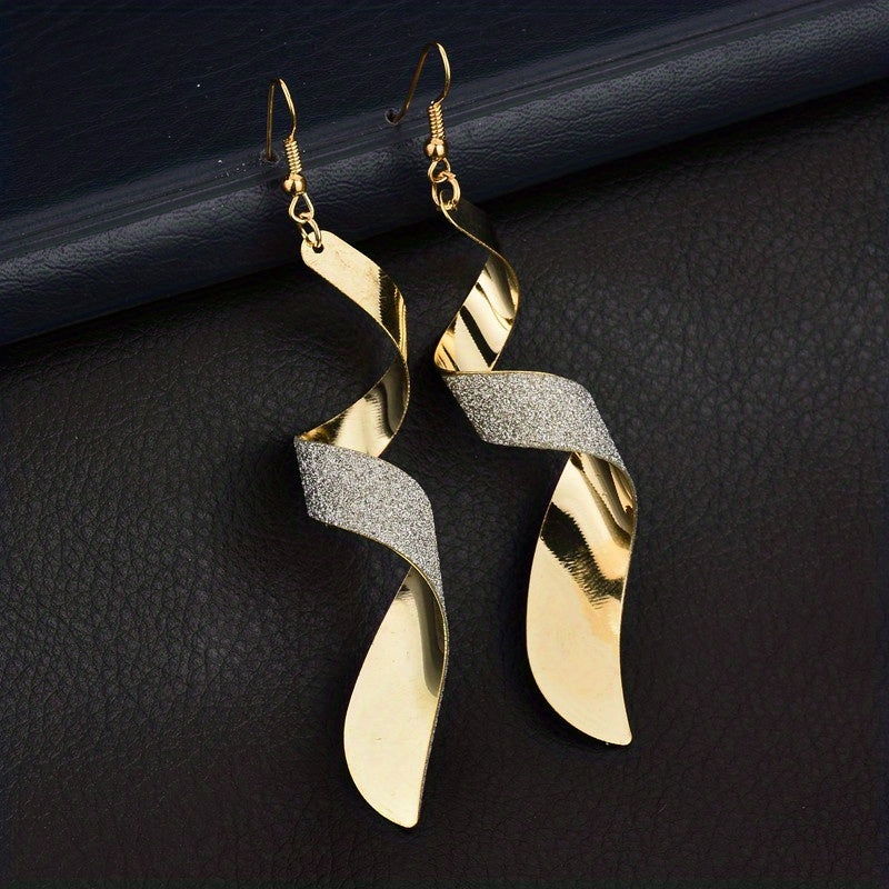 Stylish Swivel Frosted Alloy Ladies Earrings For Party Banquet Jewelry Gift