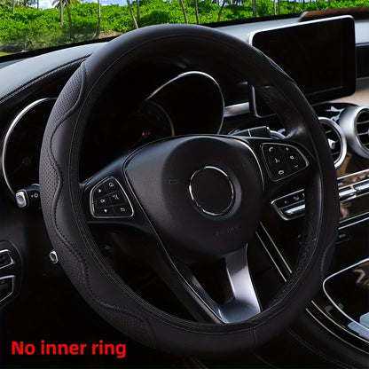 Luxurious PU Leather Steering Wheel Cover - 3D Comfort, No Inner Ring, Car Accessories Christmas Gift