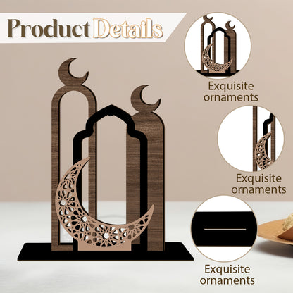 1pc Wooden Ramadan Mubarak Centerpiece, Farmhouse Style Table Sign, Frameless Log Artwork, Religious Islamic Holiday Decor, Universal Ramadan Kareem Table Decor, Non, English Language, Small Decorative Piece for Home and Gift