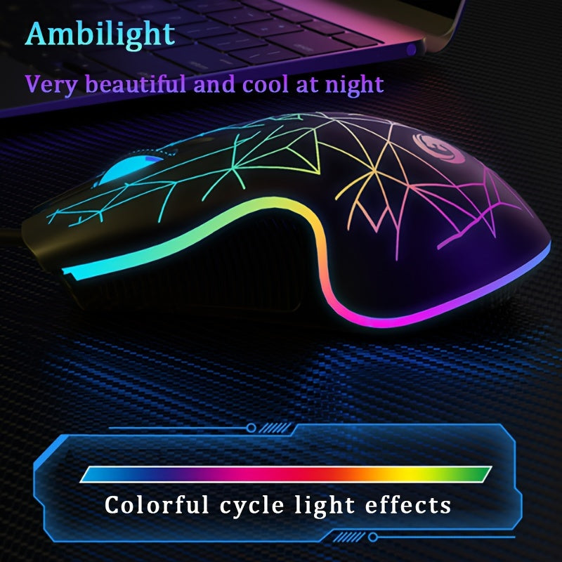 Colorful Mute Wired Gaming Mouse 1600 DPI Magic 3 Button USB Mouse With RGB Backlight Mute Mice For PC Gamer Computer Laptop Mouse Mice