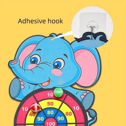 Children's Elephant Sticky Ball Dart Board Cartoon Pattern Ball Toys Parent-Child Interaction Throwing Target Ball, Indoor Outdoor Safe Classic Dart Board Game For Kids