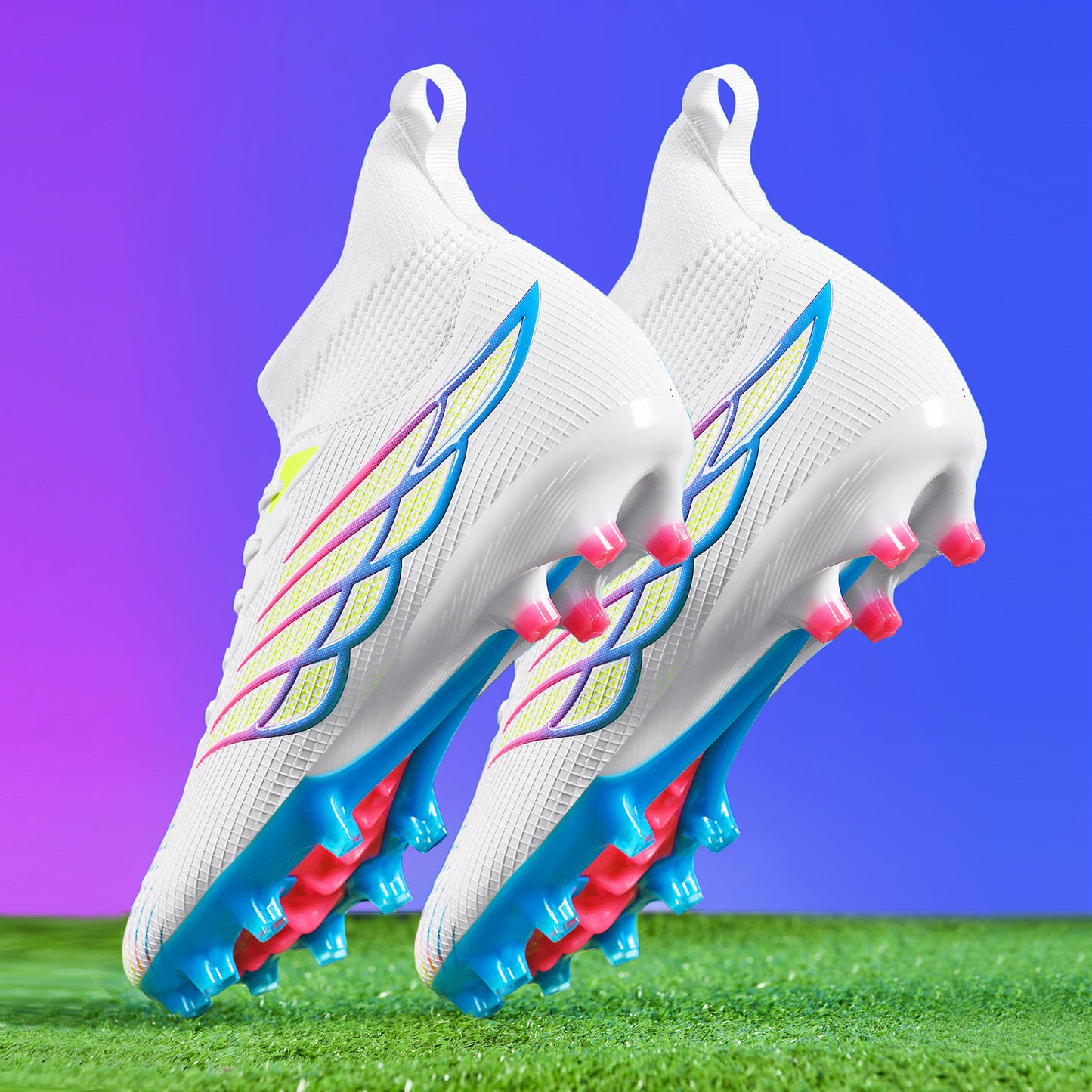 Men's High-End Football Boots - -like Seamless Upper, TPU Sole with Lace-Up Closure, Non-Slip Grip & Ankle - All-Weather All-Weather Training & Match Boots for Soccer, Lawn, Football - -Wear Technology, Traction Tread, Lace-U