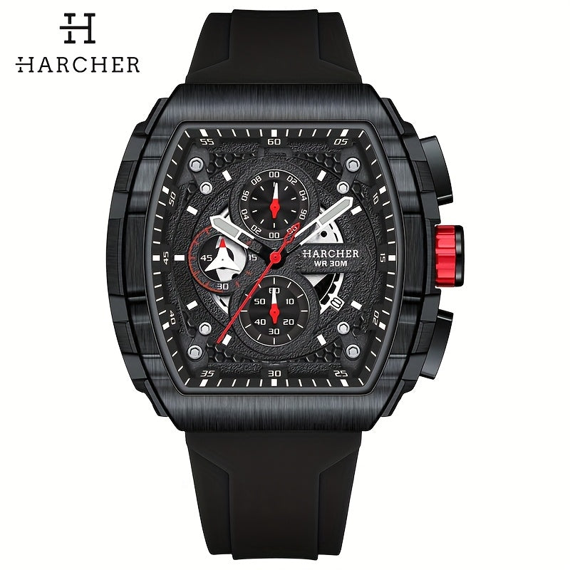 H Men Wristwatches, High-Accuracy Quartz Movement, Silicone Band, Waterproof, Calendar, Multi-Functional Design, Men's Dress Watches