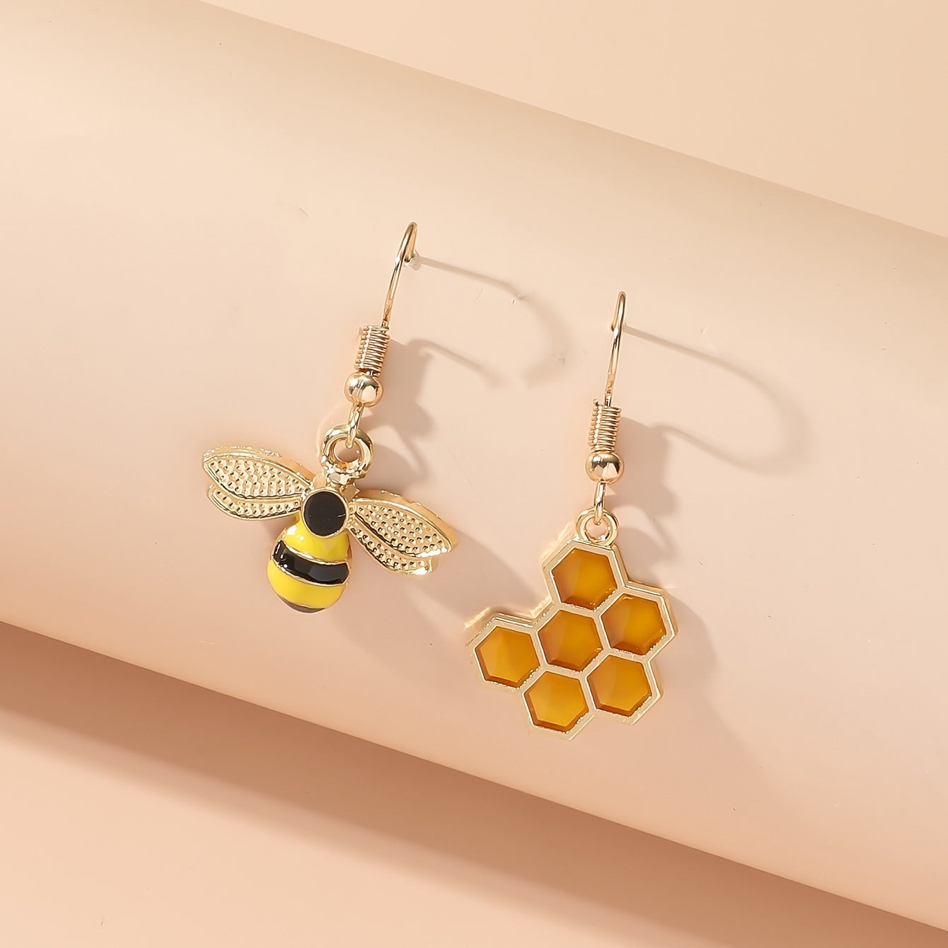 Bee & Honeycomb Decor Mismatched Drop Earrings Fashion Jewelry For Women Daughter