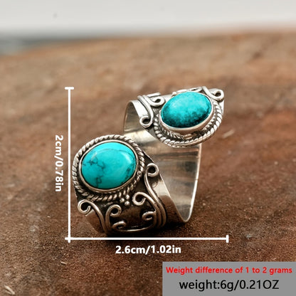 Vintage Boho Style Synthetic Faux Gemstone Ring with Zinc Alloy, Single Ring, Mosaic Design, Adjustable Band, Fashion Jewelry Accessory