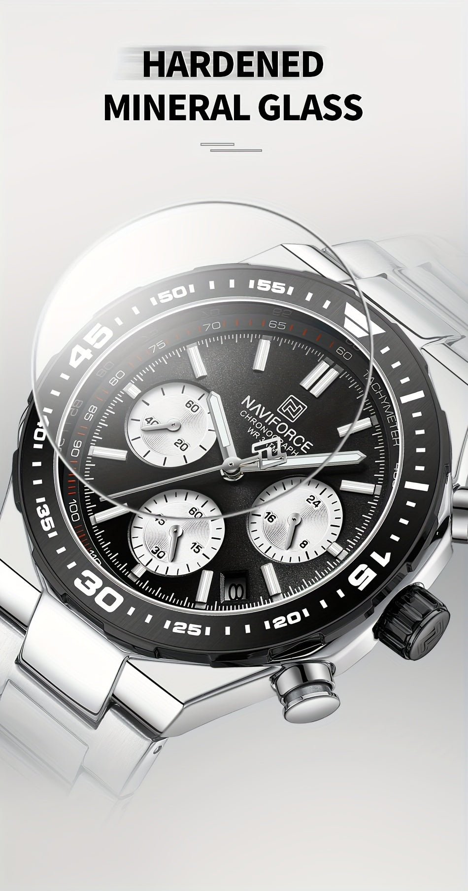 NAVIFORCE Men'S Luxury Business Watch, Multi-function Chronograph Waterproof Men Watches, 24/12 Hour date Display Man Wristwatch, Men Gift