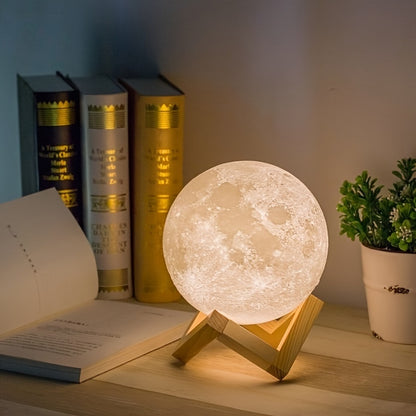 1pc, Moon Lamp, LED Night Light 3D Printing Moon Light, Moon Light Lamps For Friends Lover Birthday Gifts, Ramadan Kareem, Scene Decor, Room Decor, Mother's Day Gift, Mother's Day Decor