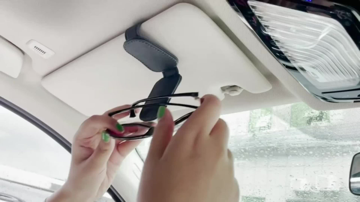 1pc Premium Magnetic PU Leather Car Visor Sunglasses Holder - Visor Accessories - Convenient Sunglasses Clip for Car Visor, Easy Access, Space-Saving, Durable Car Interior Visor Organizer