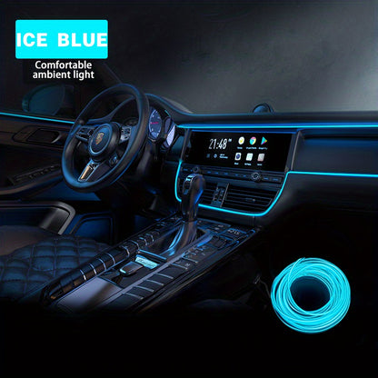 Automobile interior LED decorative lights, EL neon light strips, ambient lighting, modern car decoration, flexible LED light strips, long-lasting illumination, LED mood lighting, for night drivers, a must-have for car owners.
