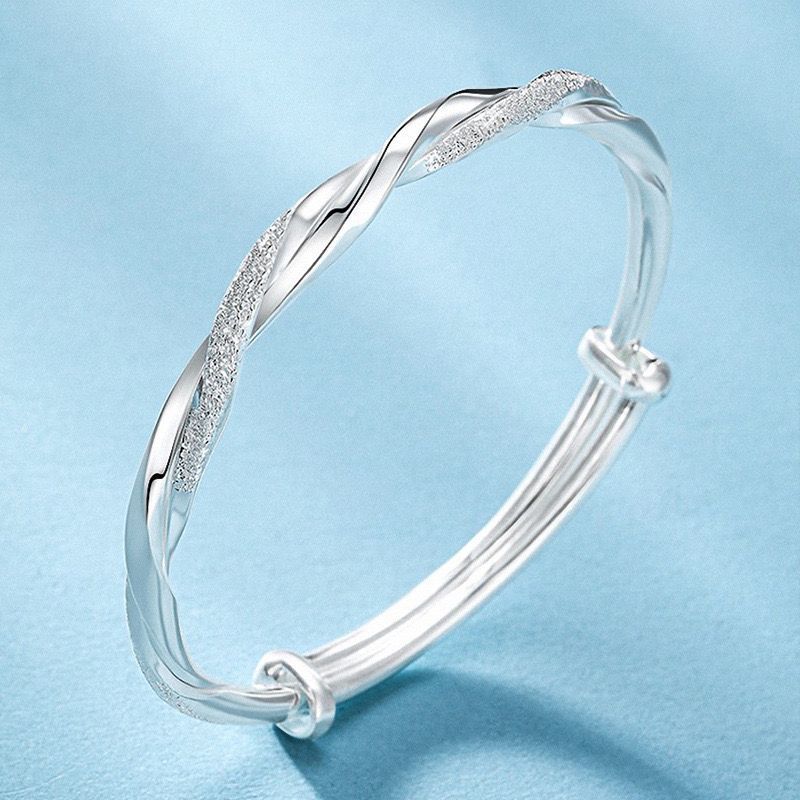 1pc, Silvery Simple Cuff Bracelets, Mobius Nail Sand Bracelet, Round Bangle, Female Jewelry, Bracelet Packs, Birthday Gifts, Holiday Gifts, Mother's Day Gifts, Party Favors