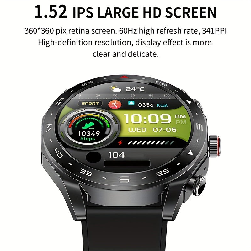 2025 New Men's 1.52-in-1 SmartWatch, Sports Device with TWS Earphones, Wireless Call, Outdoor Exercise SmartWatch, 400mAh Battery, Sleeping Men SmartWatch