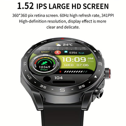 2025 New Men's 1.52-in-1 SmartWatch, Sports Device with TWS Earphones, Wireless Call, Outdoor Exercise SmartWatch, 400mAh Battery, Sleeping Men SmartWatch