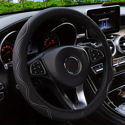 Luxurious PU Leather Steering Wheel Cover - 3D Comfort, No Inner Ring, Car Accessories Christmas Gift