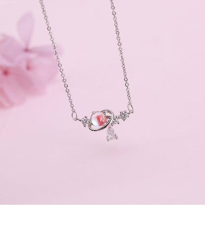 Aurora water drop planet necklace girl sweet and simple