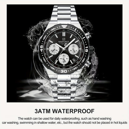 NAVIFORCE Men'S Luxury Business Watch, Multi-function Chronograph Waterproof Men Watches, 24/12 Hour date Display Man Wristwatch, Men Gift