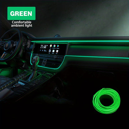 Automobile interior LED decorative lights, EL neon light strips, ambient lighting, modern car decoration, flexible LED light strips, long-lasting illumination, LED mood lighting, for night drivers, a must-have for car owners.