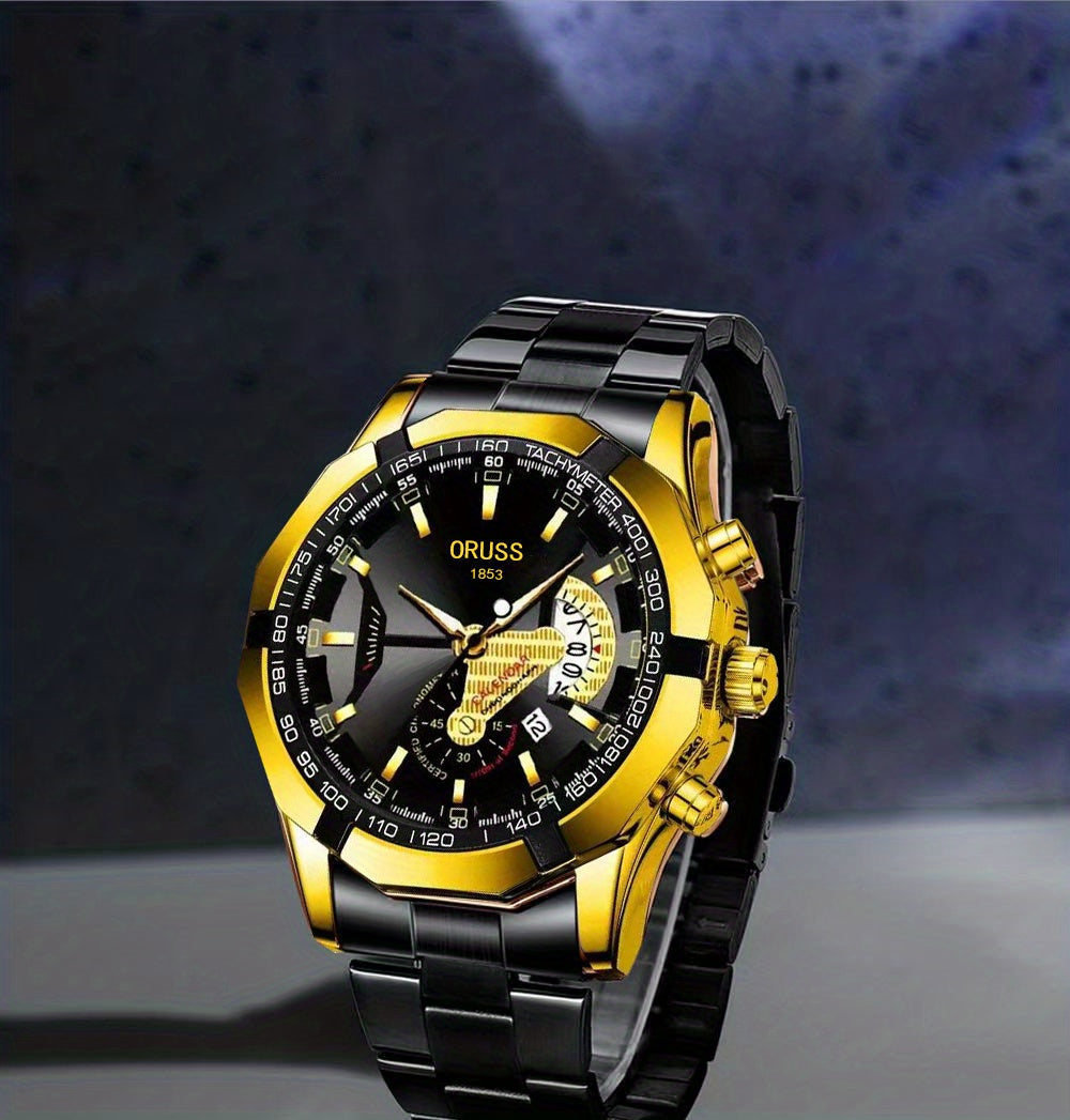 Authentic Mens Business Sports Watch - Radiant Luminous Dial with Dual Calendar - Domineering & Stylish - High-Grade Korean Design - Minimalist yetSophisticated