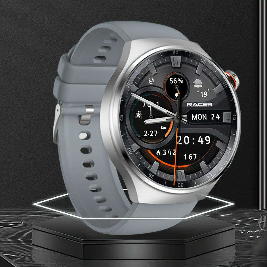 LITTLE MEATBALL Men's Smartwatch, 3.63cm HD Color Display, Wireless Calling,, 100+ Sports Modes, Sleep & Business Monitor, USB Charging, Zinc Alloy, Silicone Strap, Glitter Embellishment, Fitness Tracker Watch|Metallic Finish