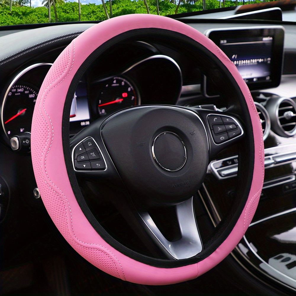 Luxurious PU Leather Steering Wheel Cover - 3D Comfort, No Inner Ring, Car Accessories Christmas Gift