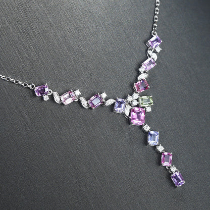Lavender Diamond Tourmaline Set Chain