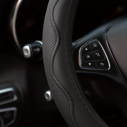 Luxurious PU Leather Steering Wheel Cover - 3D Comfort, No Inner Ring, Car Accessories Christmas Gift