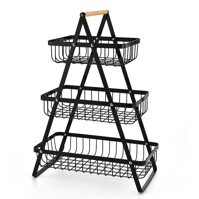 Removable Iron Double Layer Fruit Basket Storage Rack