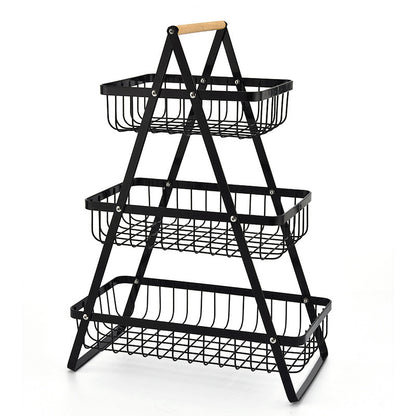 Removable Iron Double Layer Fruit Basket Storage Rack