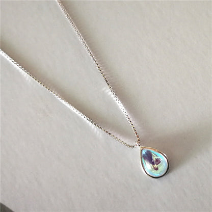 925 Silver Necklace Female Ins Simple Aurora Gradient Moonstone