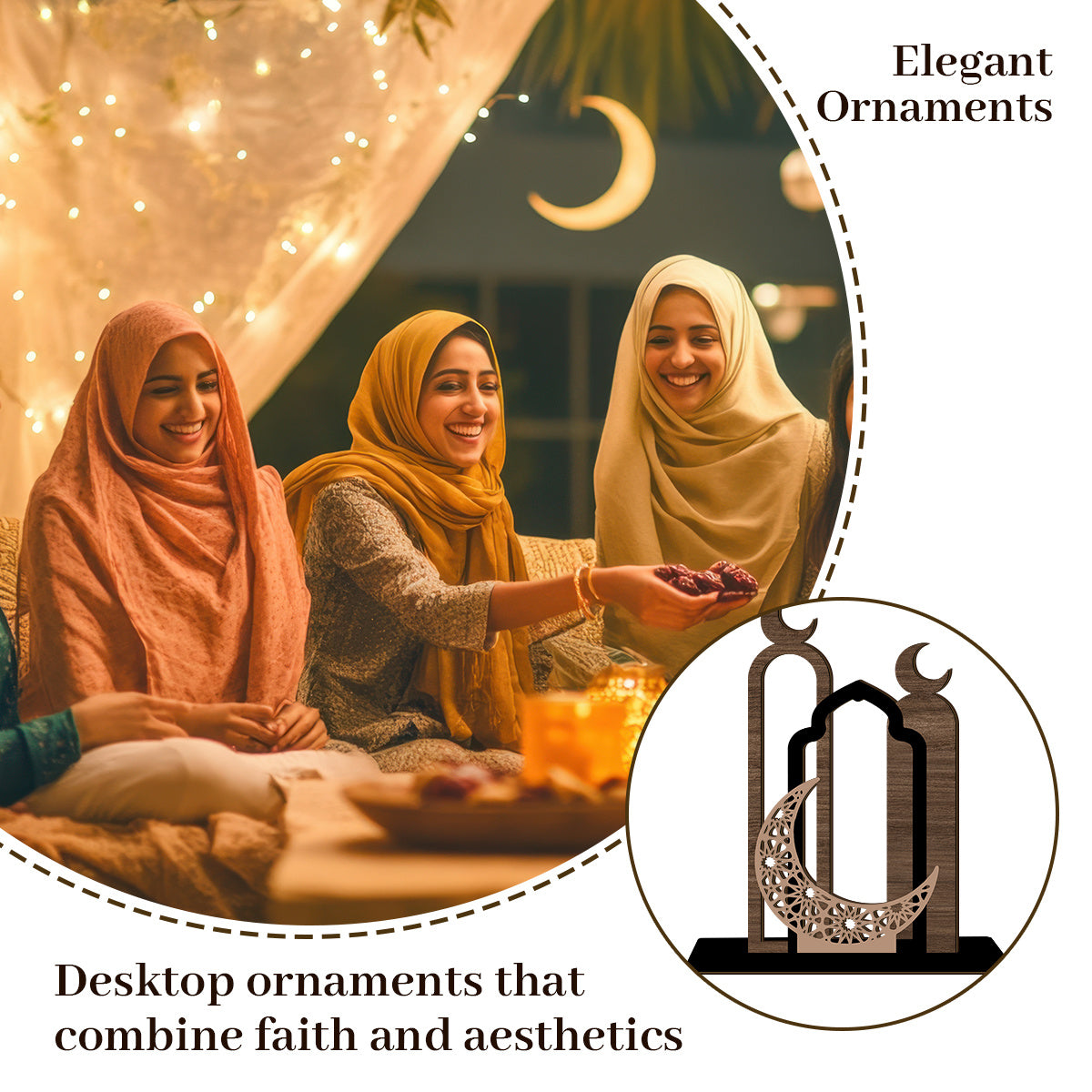 1pc Wooden Ramadan Mubarak Centerpiece, Farmhouse Style Table Sign, Frameless Log Artwork, Religious Islamic Holiday Decor, Universal Ramadan Kareem Table Decor, Non, English Language, Small Decorative Piece for Home and Gift