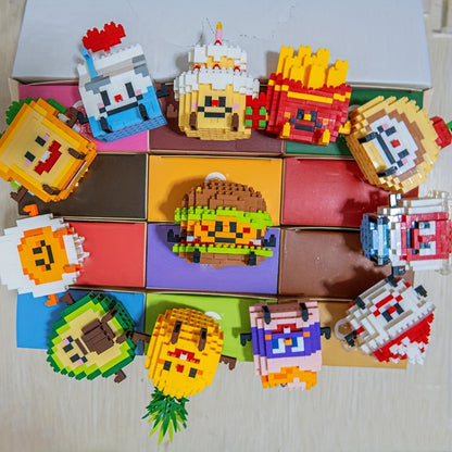 12pcs Micro Building Blocks Gift Box Set, Happy Food And Play Series, Fruit Three-dimensional Food Dynamic Puzzle Assembled Toys, Desktop Decoration Ornaments Gifts Easter Gift