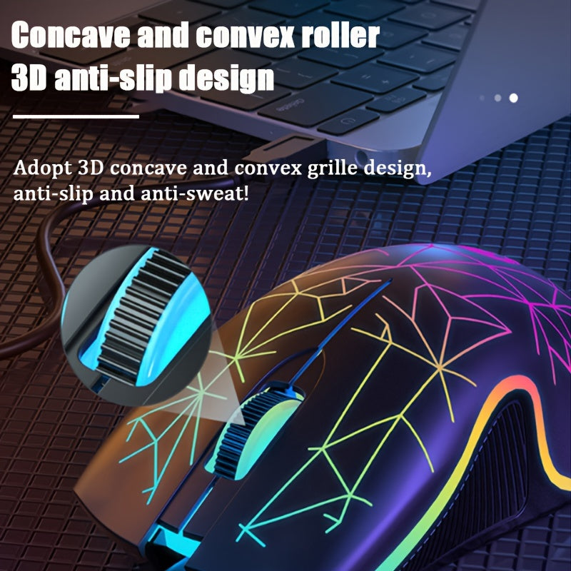 Colorful Mute Wired Gaming Mouse 1600 DPI Magic 3 Button USB Mouse With RGB Backlight Mute Mice For PC Gamer Computer Laptop Mouse Mice