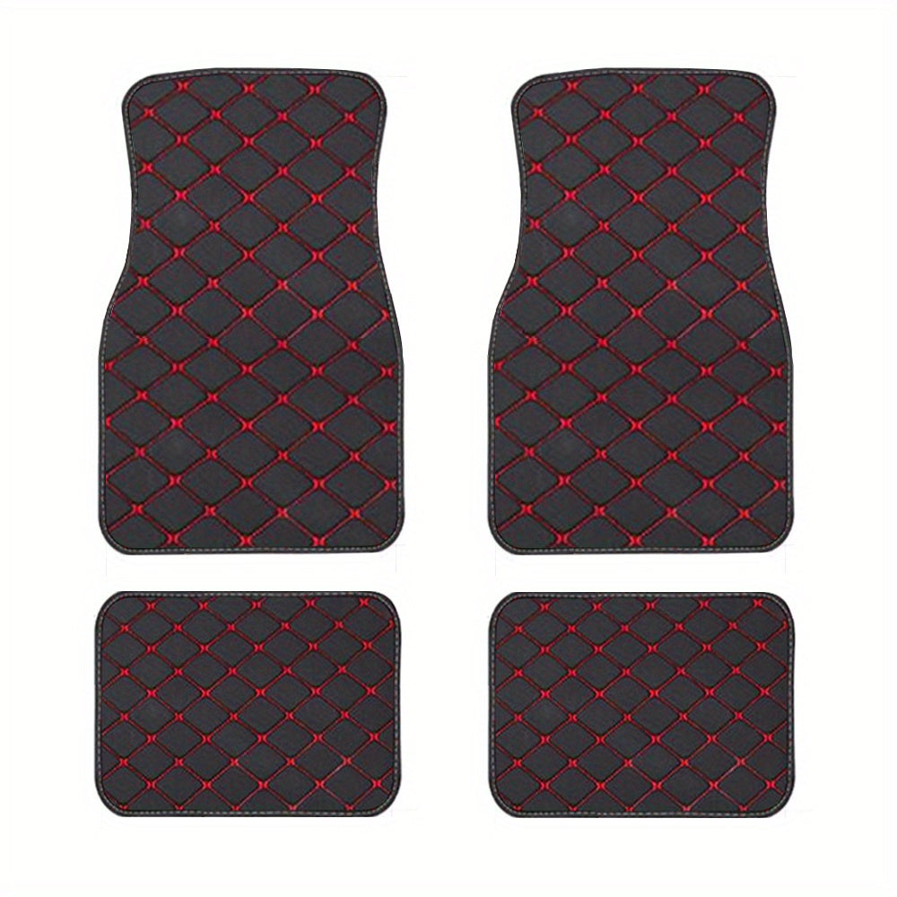 4pcs Car Floor Mats Universal Waterproof Front Rear Full Set Auto Rugs Faux Leather Car Carpet Accessories Interior