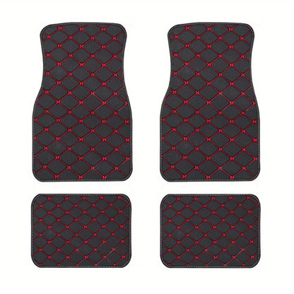 4pcs Car Floor Mats Universal Waterproof Front Rear Full Set Auto Rugs Faux Leather Car Carpet Accessories Interior