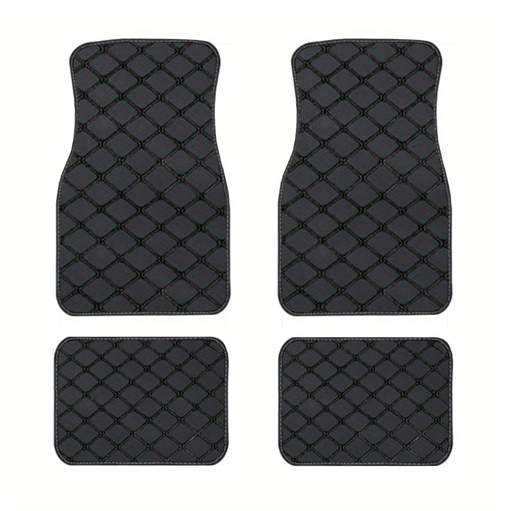 4pcs Car Floor Mats Universal Waterproof Front Rear Full Set Auto Rugs Faux Leather Car Carpet Accessories Interior