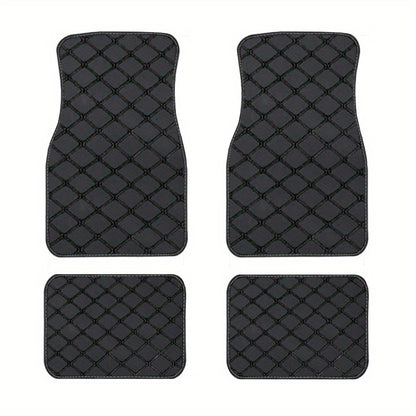 4pcs Car Floor Mats Universal Waterproof Front Rear Full Set Auto Rugs Faux Leather Car Carpet Accessories Interior