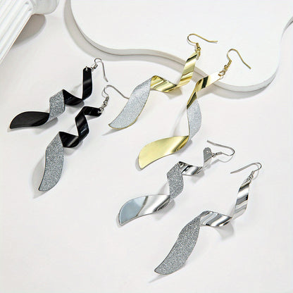 Stylish Swivel Frosted Alloy Ladies Earrings For Party Banquet Jewelry Gift