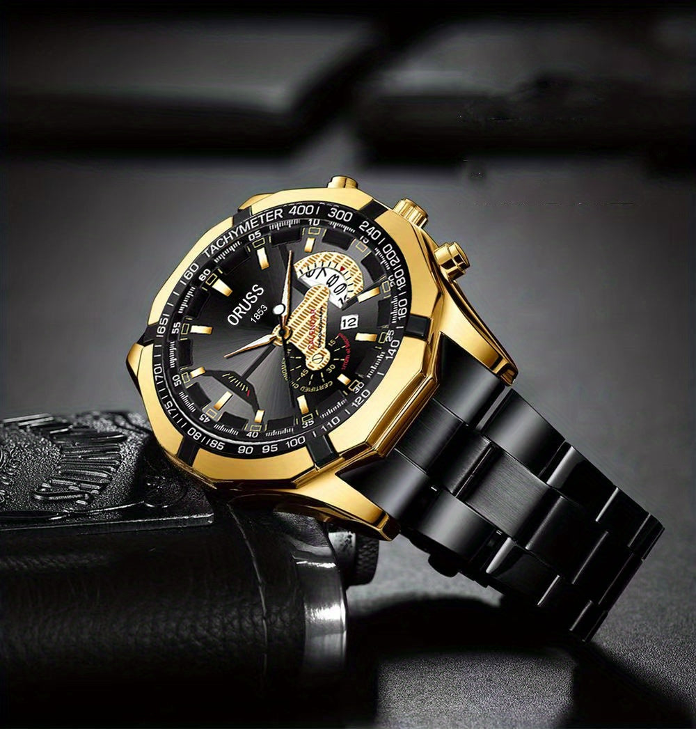 Authentic Mens Business Sports Watch - Radiant Luminous Dial with Dual Calendar - Domineering & Stylish - High-Grade Korean Design - Minimalist yetSophisticated