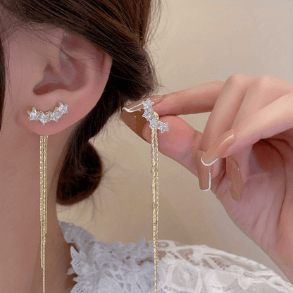 Five-pointed Star Tassel Chain Long Earrings Female Party Jewelry Gift