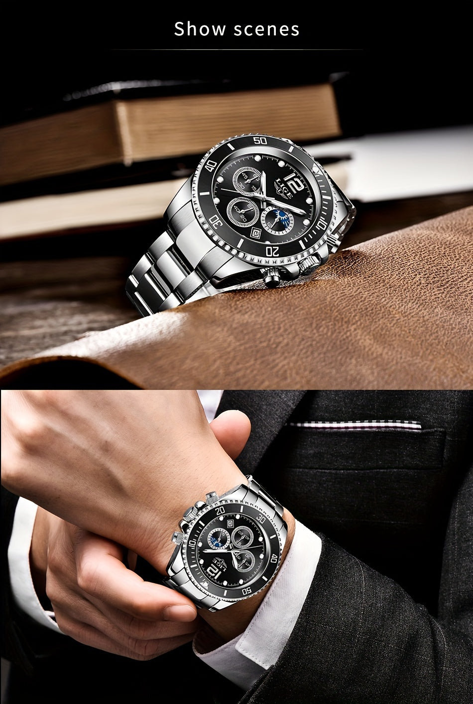 LIGE Watches men&women's Top Brand Luxury Clock Casual Stainless Steel men&women's Watch Sports Quartz Chronograph, Suitable for Women&women