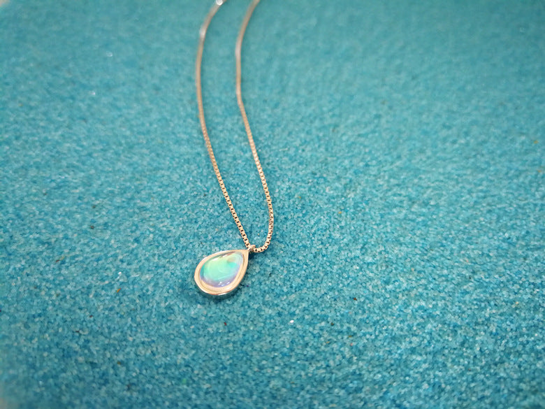 925 Silver Necklace Female Ins Simple Aurora Gradient Moonstone