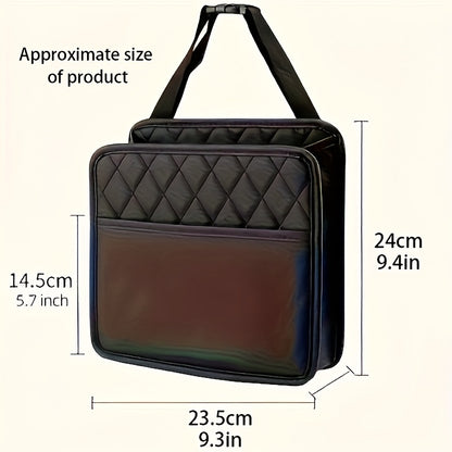 1pc Faux Leather Car Seat Back Storage Bag - Spacious, Durable, Easy to Clean Hanging Organizer for Water Bottles, Snacks, and Phone - Perfect for All Car Models, Car Organization | Quilted Texture | Durable Material, Car Sto