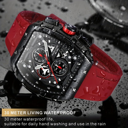 H Men Wristwatches, High-Accuracy Quartz Movement, Silicone Band, Waterproof, Calendar, Multi-Functional Design, Men's Dress Watches