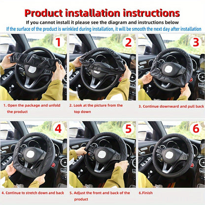 Luxurious PU Leather Steering Wheel Cover - 3D Comfort, No Inner Ring, Car Accessories Christmas Gift