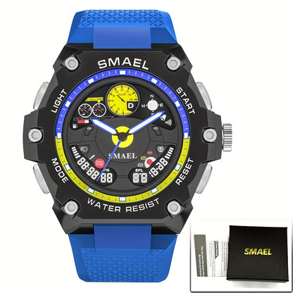 SMAEL Racing Dashboard Design Outdoor Sports Watch - LED Stopwatch Quartz - For Men & Women - Suitable for Sports & Outdoor Activities - Perfect Gift for Adventurers & Sports Enthusiasts